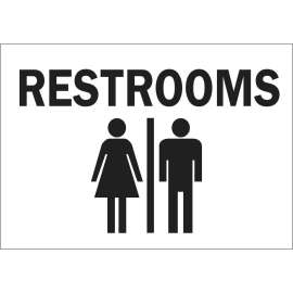 Restrooms Sign, 10" H x 14" W x 0.035" D, Aluminum