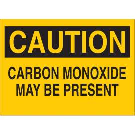 CAUTION Carbon Monoxide May Be Present Sign, 10" H x 14" W x 0.035" D, Aluminum