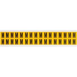 Outdoor Vinyl 0.625 in Black on Yellow Letters M Card of 32 Labels
