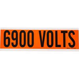 6900 VOLTS Label 2.25 in H x 9 in W BK on OR 1/CD