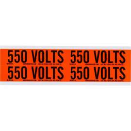 550 Volts Conduit and Voltage Lbls 1.125 in H x 4.125 in W BK on OR 4/CD