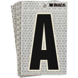 Glow in the Dark 3 in Black, Green Glow on Silver Letter A 10/PK