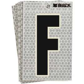Glow in the Dark 3 in Black, Green Glow on Silver Letter F 10/PK