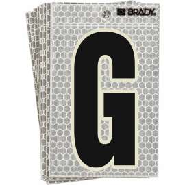 Glow in the Dark 3 in Black, Green Glow on Silver Letter G 10/PK