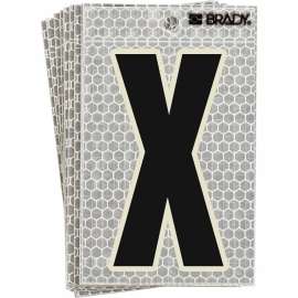Glow in the Dark 3 in Black, Green Glow on Silver Letter X 10/PK