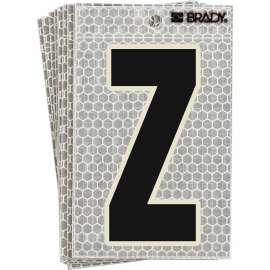 Glow in the Dark 3 in Black, Green Glow on Silver Letter Z 10/PK