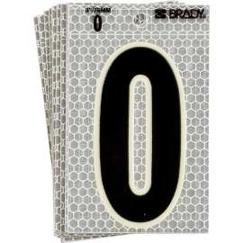 Glow in the Dark 5 in Black, Green Glow on Silver Number 0 10/PK