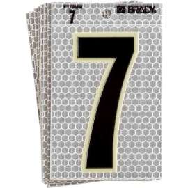 Glow in the Dark 5 in Black, Green Glow on Silver Number 7 10/PK