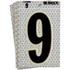 Glow in the Dark 5 in Black, Green Glow on Silver Number 9 10/PK