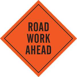 Road Work Ahead Sign, 48" H x 48" W, Mesh