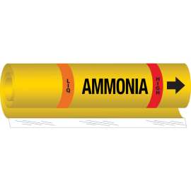 BLANK LIQ AMMONIA HIGH Pipe Marker, 9" H x 8" W, Fits Pipes 1.5" Dia. Thru 2.375" Dia.