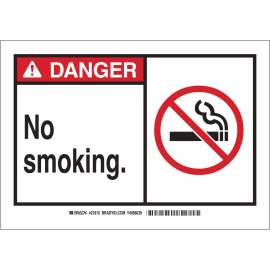 DANGER No Smoking. Sign, 10" H x 14" W x 0.1" D, Fiberglass