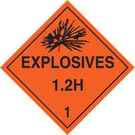 Explosives 12H 1 Sign, 10.75" H x 10.75" W x 0.024" D, Paper