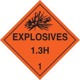 Explosives 13H 1 Sign, 10.75" H x 10.75" W x 0.024" D, Paper