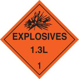 Explosives 13L 1 Sign, 10.75" H x 10.75" W x 0.024" D, Paper
