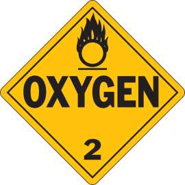 Oxygen 2 Sign, 10.75" H x 10.75" W x 0.004" D, Vinyl