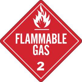 Flammable Gas 2 Sign, 10.75" H x 10.75" W x 0.004" D, Vinyl
