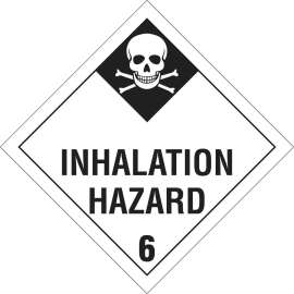 Inhalation Hazard 6 Sign, 10.75" H x 10.75" W x 0.1" D, Fiberglass