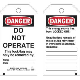 DANGER Do Not Operate Energy Source Lockout Tagout Tags Polyester 5.75x3 25PK