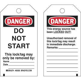DANGER Do Not Start Lockout Tagout Tags Polyester 5.75 in H x 3 in W 25PK