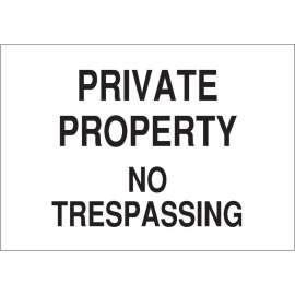 PRIVATE PROPERTY No Trespassing Sign, 14" H x 20" W x 0.1" D, Fiberglass