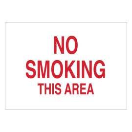 No Smoking This Area Sign, 10" H x 14" W x 0.1" D, Fiberglass