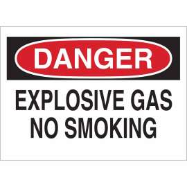 DANGER Explosive Gas No Smoking Sign, 14" H x 20" W x 0.1" D, Fiberglass