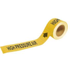 Self-Adhesive Pipe Marker: HIGH PRESSURE AIR, 2" H x 12" W, Roll of 25 Each, Fits Pipes 2.5" Dia. Thru 6" Dia.