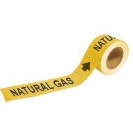 NATURAL GAS Pipe Marker, 2" H x 12" W, Roll of 25 Each, Fits Pipes 2.5" Dia. Thru 6" Dia.