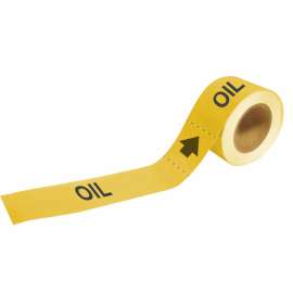 Self-Adhesive Pipe Marker: OIL, 2" H x 12" W, Roll of 25 Each, Fits Pipes 2.5" Dia. Thru 6" Dia.