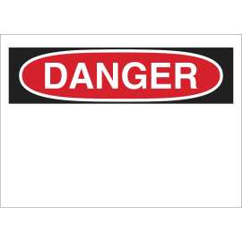 Blank DANGER Sign, 14" H x 20" W x 0.1" D, Black/Red on White, Fiberglass
