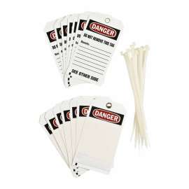 Locked Out Tags Polyester 5.75 x 3 Black, Red on White 25/PK