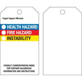 Tag TARGET ORGANS AFFECTED HEALTH HAZARD INSTABILITY Polyester 5.75x3 25PK