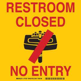 BradyCone Pictogram Labels, RESTROOM CLOSED NO ENTRY