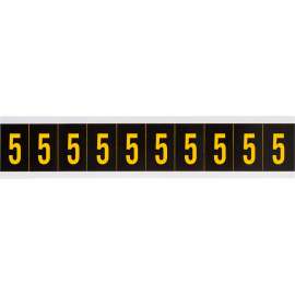 Outdoor Vinyl 2 in Yellow on Black Numbers 5 Card of 10 Labels