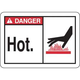 Danger Hot. Sign, 7.5" H x 12" W x 0.006" D, Polyester