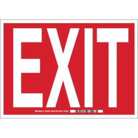 Exit Sign, 7" H x 10" W x 0.006" D, White on Red