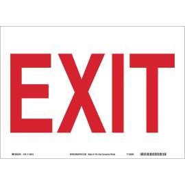 Exit Sign, 10" H x 14" W x 0.006" D, Red on White