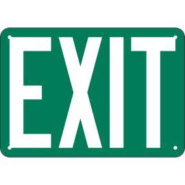 Exit Sign, 7" H x 10" W x 0.006" D, White on Green