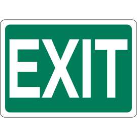 Exit Sign, 10" H x 14" W x 0.006" D, White on Green