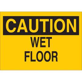 CAUTION Wet Floor Sign, 7" H x 10" W x 0.006" D, Polyester