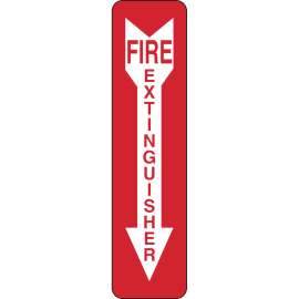 Fire Extinguisher Sign, 14" H x 3.5" W x 0.006" D, White on Red, Polyester