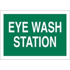 Eye Wash Station Sign, 7" H x 10" W x 0.006" D, Polyester, White on Green