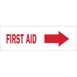 First Aid Sign, 5" H x 14" W x 0.006" D, Polyester