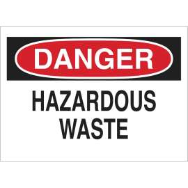 DANGER Hazardous Waste Sign, 10" H x 14" W x 0.006" D, Polyester