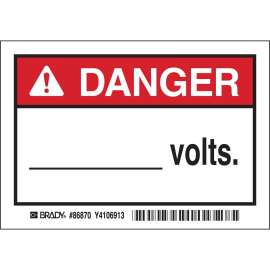 DANGER VOLTS Labels, Pack of 5 Labels