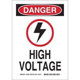 DANGER High Voltage w/Pictogram Sign, 14" H x 10" W x 0.1" D, Fiberglass