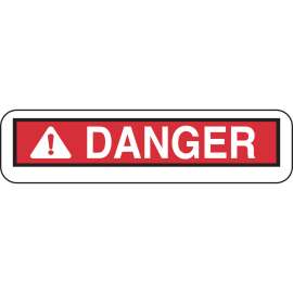 Blank DANGER Sign, 2.25" H x 9" W x 0.006" D, Black/Red on White, Polyester, w/Exclamation Triangle