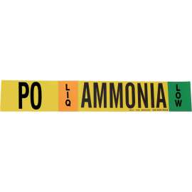 PO LIQ AMMONIA LOW Pipe Marker, 4" H x 24" W, Fits Pipes 8" Dia. or Larger