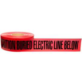 Identoline(R) Underground Tape Roll - Polyethylene, CAUTION BURIED ELECTRIC LINE BELOW, Black on Red, 3" x 1000'